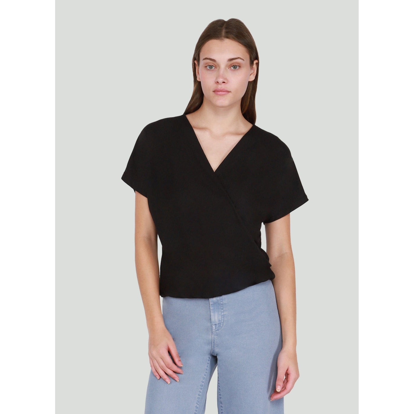 Dex Black Tape Wrap Front Ribbed Top - Underground Clothing