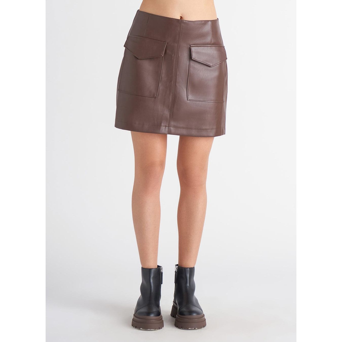 Dex Rustic Brown / XS Dex Faux Leather Mini Skirt