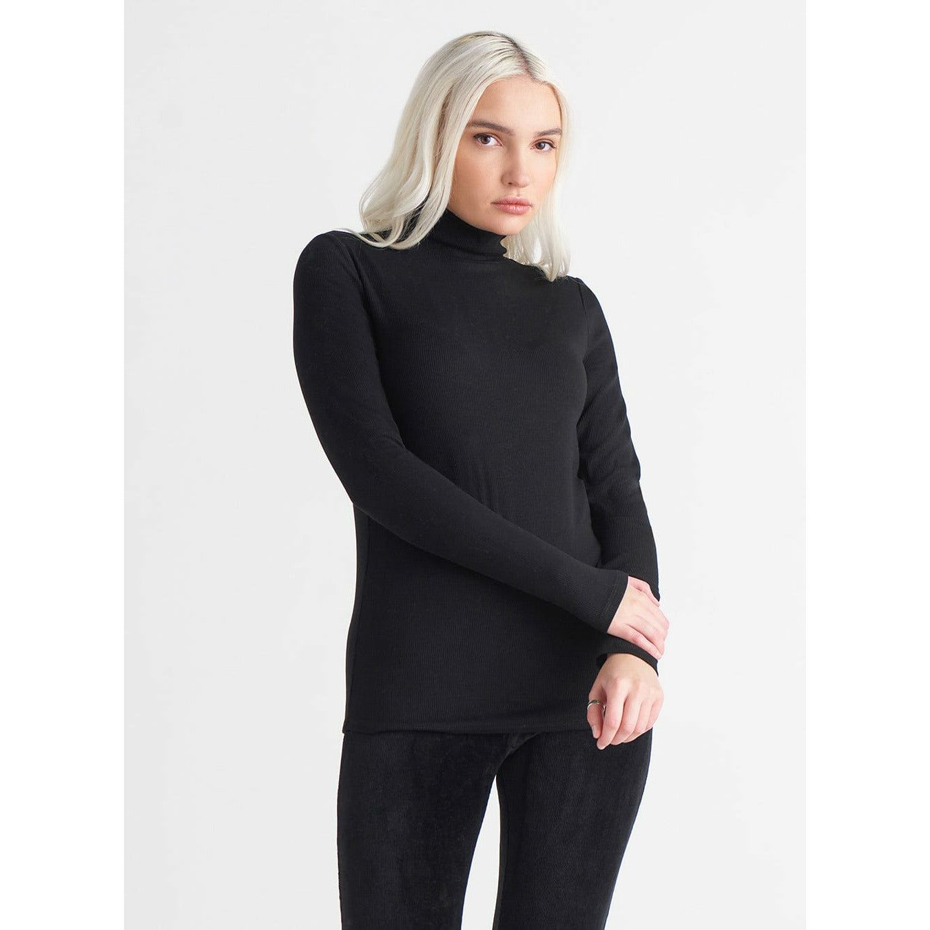 Dex Black / XS Dex Rib Knit Turtleneck Sweater