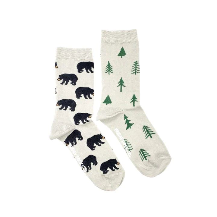 Friday Sock Co White Friday Holiday Bear & Tree Socks