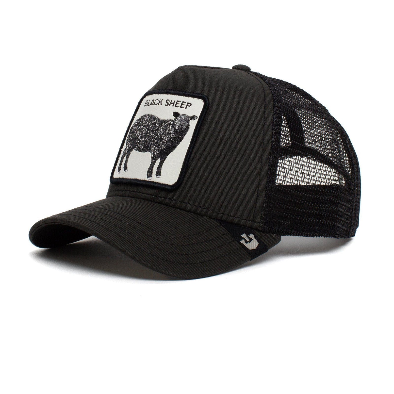 Goorin Black Sheep Trucker Hat features a stylish "Black Sheep" patch and a comfortable mesh back for all-day wear.
