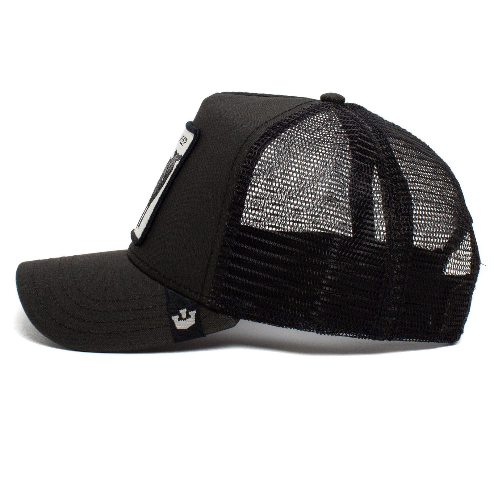 Goorin Black Sheep Trucker Hat features a unique patch, mesh back, and soft cotton twill sweatband for comfort.