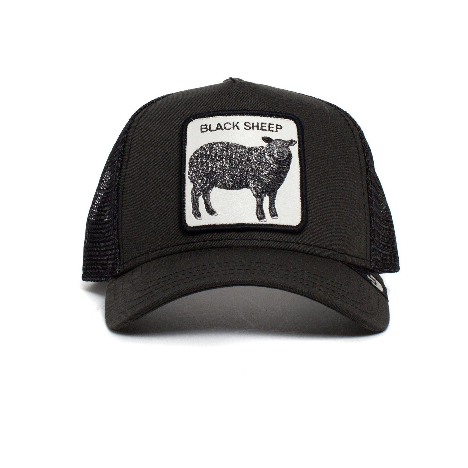 Goorin Black Sheep Trucker Hat features a stylish "Black Sheep" patch and a comfortable mesh back for all-day wear.