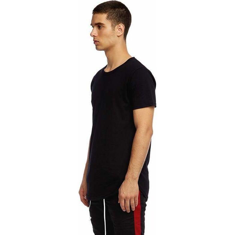 Kuwalla Scoop Tee - black, slim fit with scooped hem (front & back), light and comfortable all seasons.