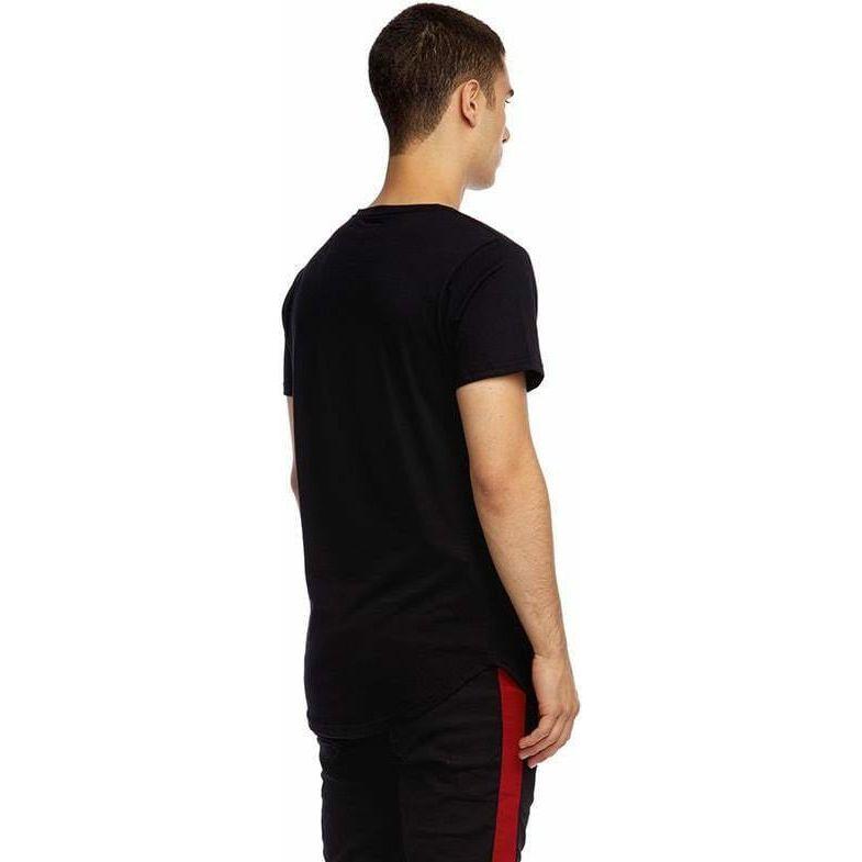 Kuwalla Scoop Tee by Kuwalla Store: black, slim-fit tee with scooped hem on front and back.