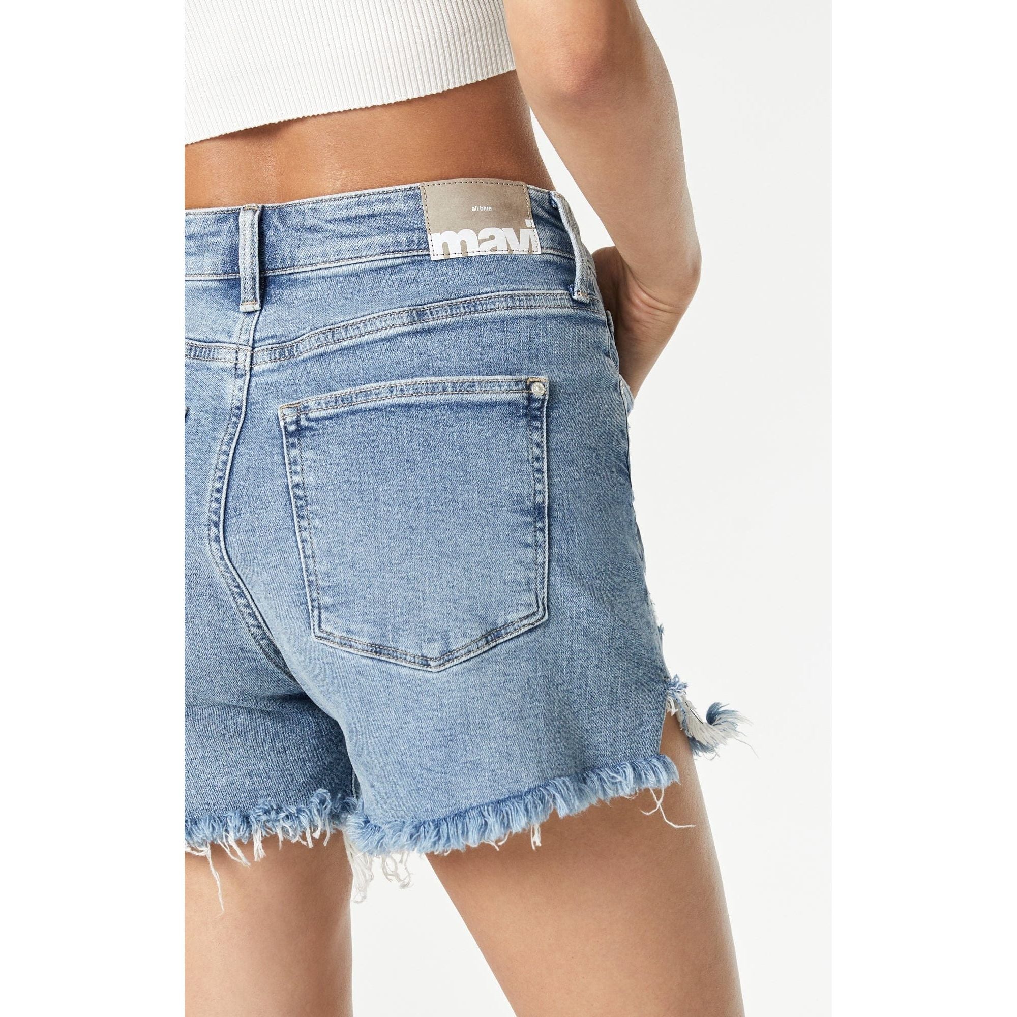 Mavi Jeans Heidi Bleached Ripped Recycle Blue Shorts