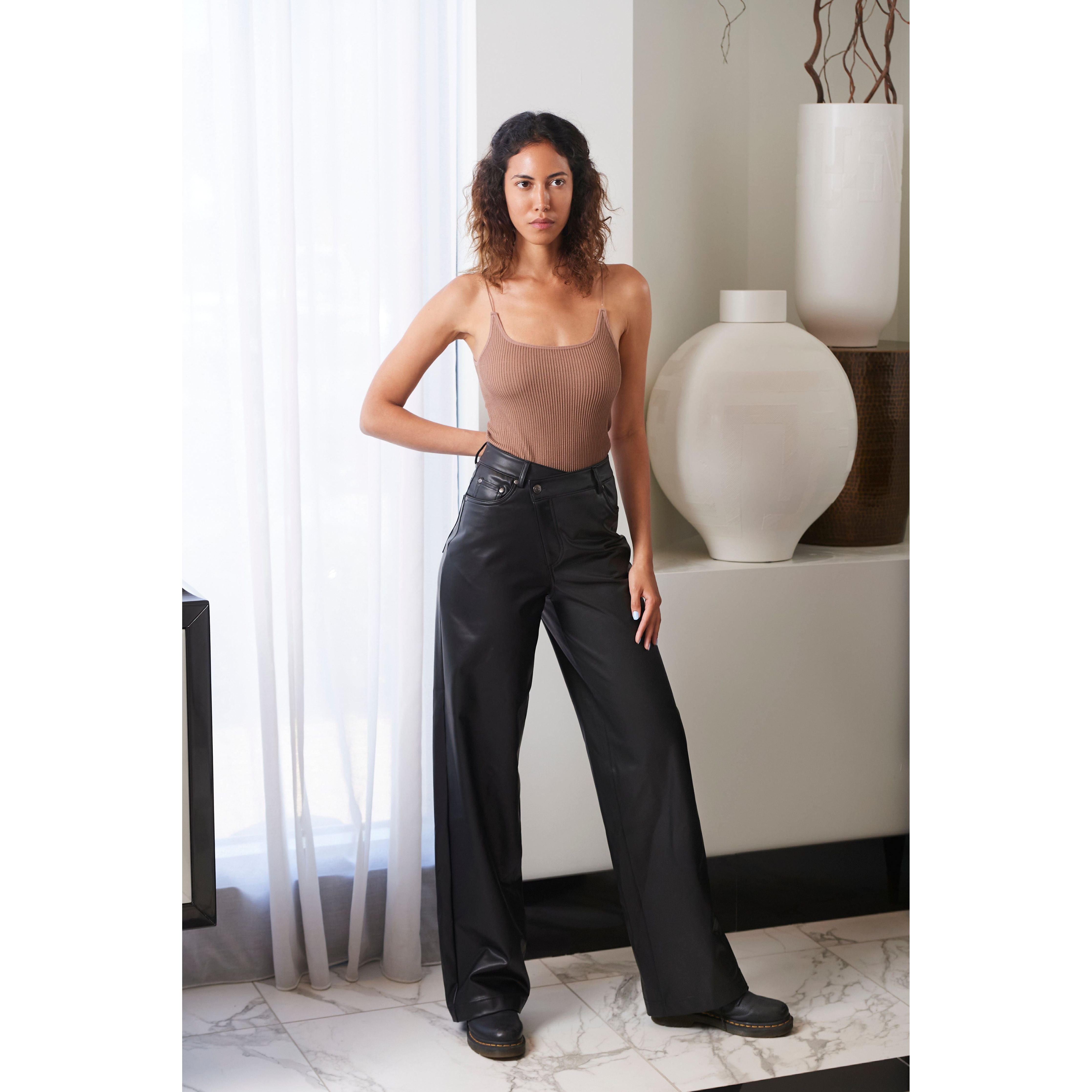 Amber Vegan Leather Criss Cross Pants - Underground Clothing