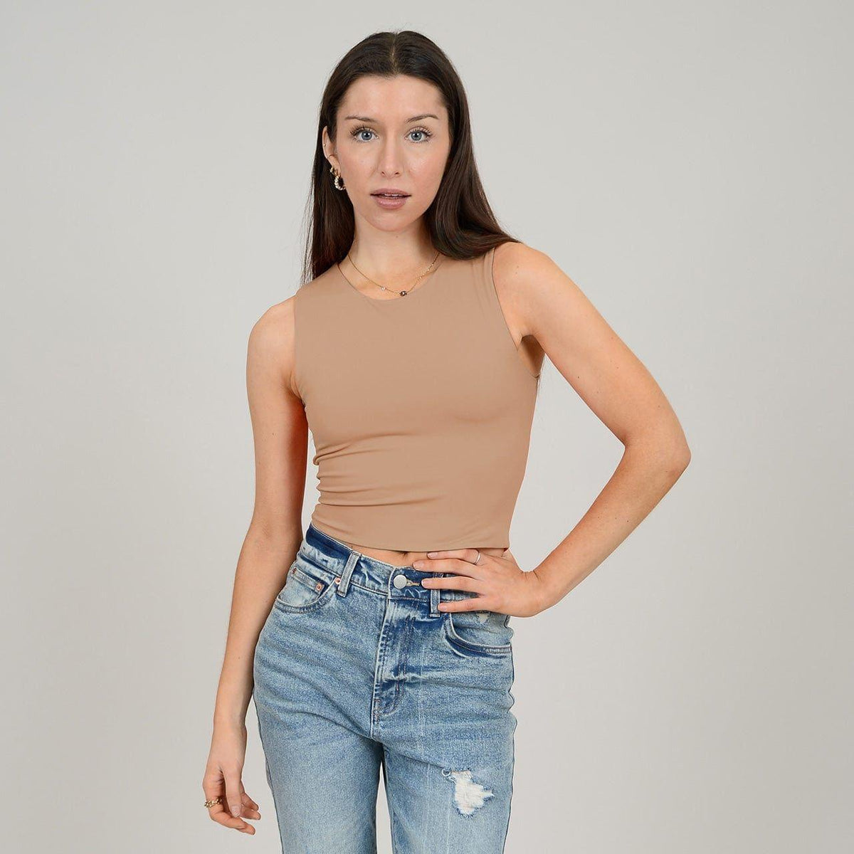 RD Latte Blush / XS Second Skin Roxanna Crew Neck Tank Top