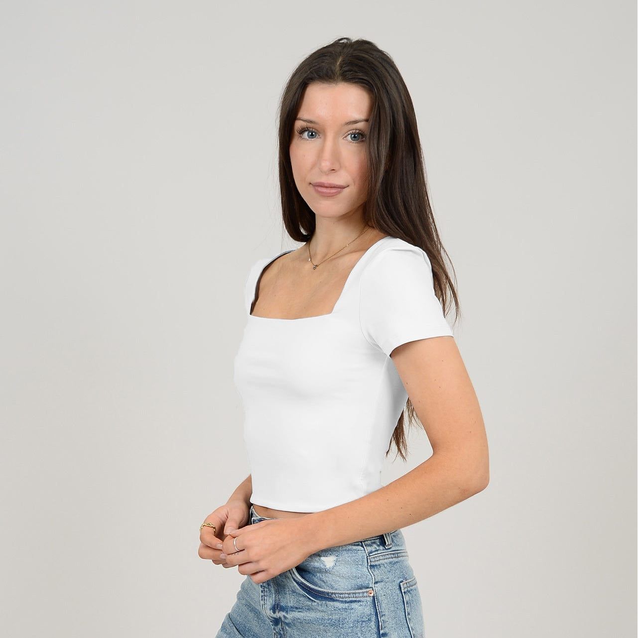 RD White / XS Second Skin Stacy Short Sleeve Top